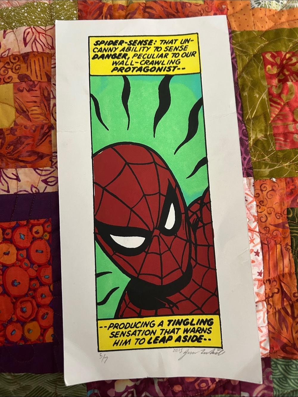 Spiderman Red Yellow Green Comic-Style  12x6” inches Art Print